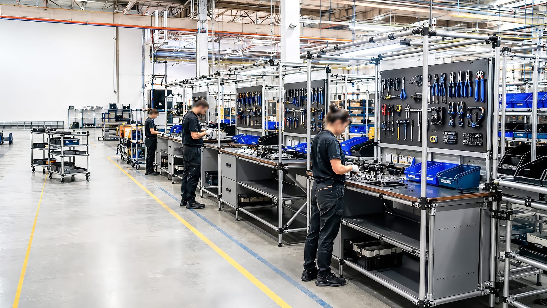 Atelier industriel lean Makitlean avec postes 5S