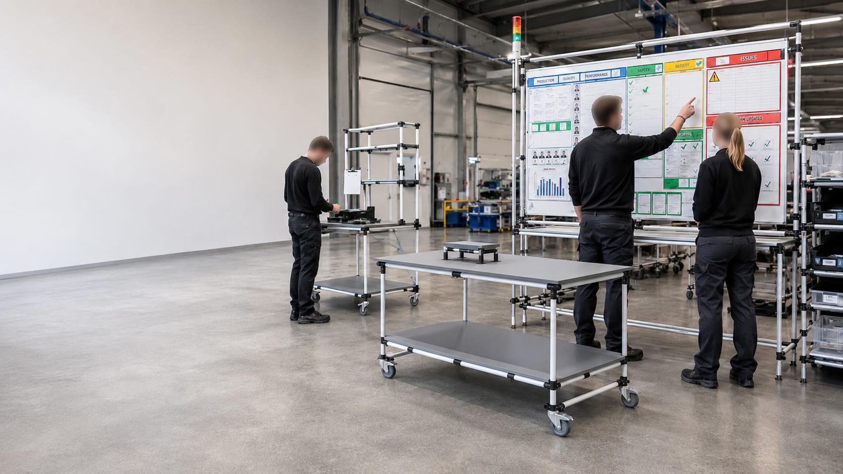 Tableau de management visuel intégré à un poste Makitlean